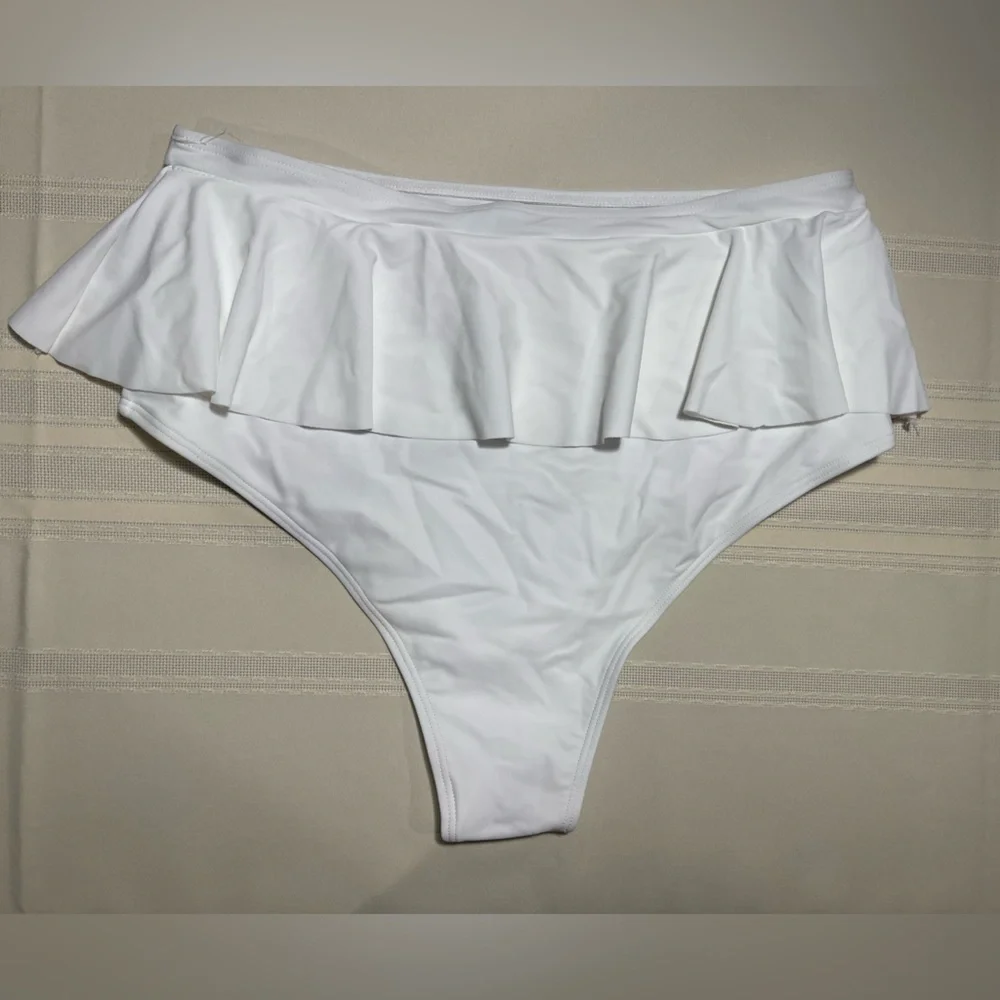 White High Waisted Bikini Bottoms - Picture 2 of 2